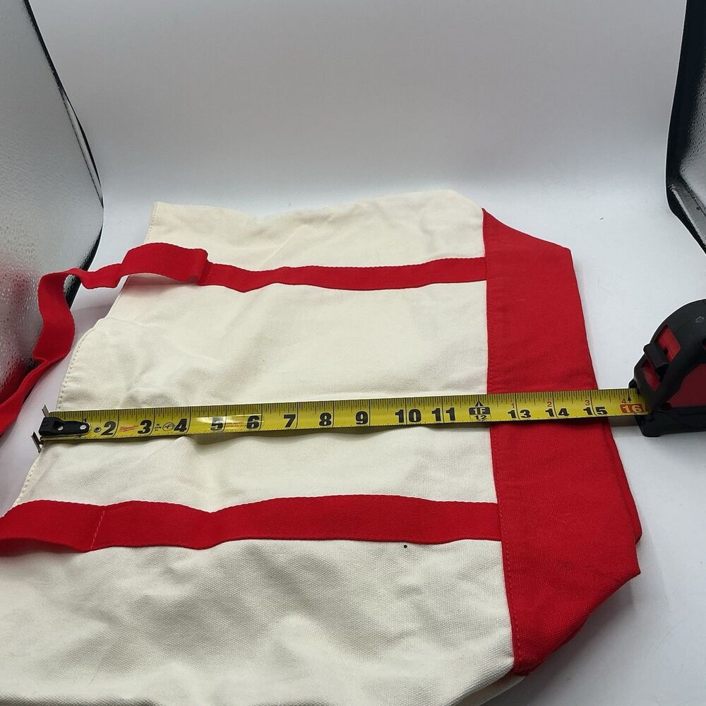 LEGO Logo Red Cream Canvas Tote Bag Reusable Shopping Bag New With Tags - Picture 5 of 6